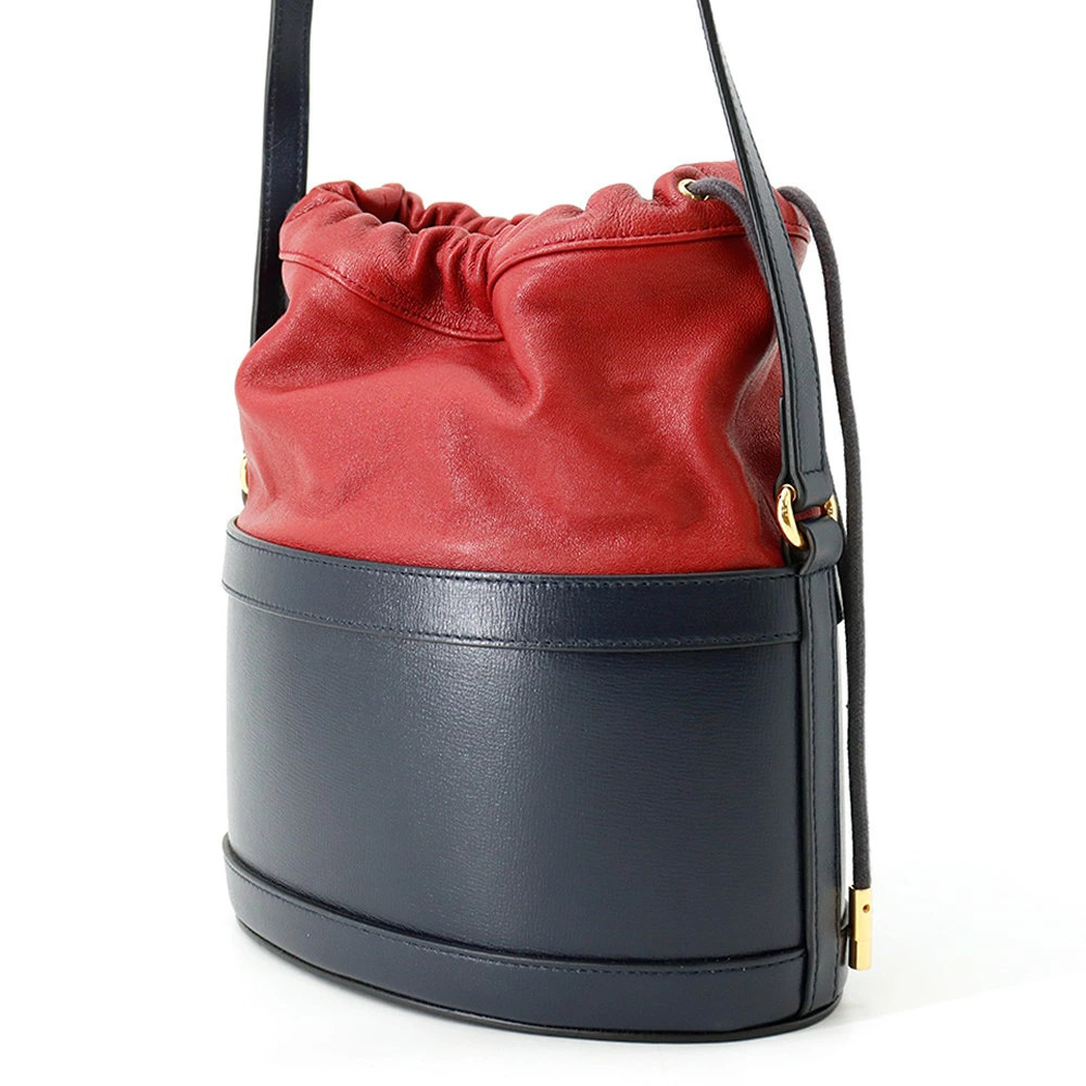 Gucci Drawstring Leather Bag Horsebit Shoulder Black